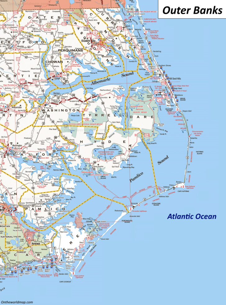 Map of the Outer Banks Beaches