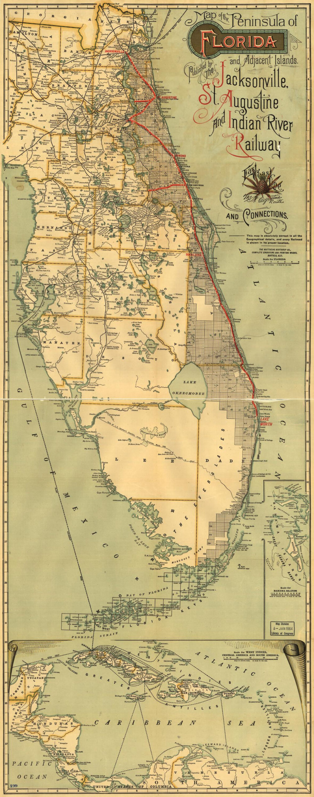 Map Of The Peninsula Of Florida And Adjacent Islands : East Coast with Map Of Islands Off The East Coast Of Florida