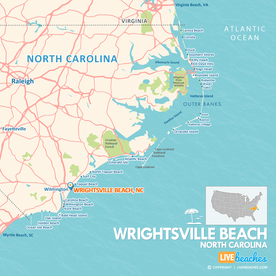 Map Of Wrightsville Beach, North Carolina - Live Beaches intended for Map Of Wrightsville Beach North Carolina