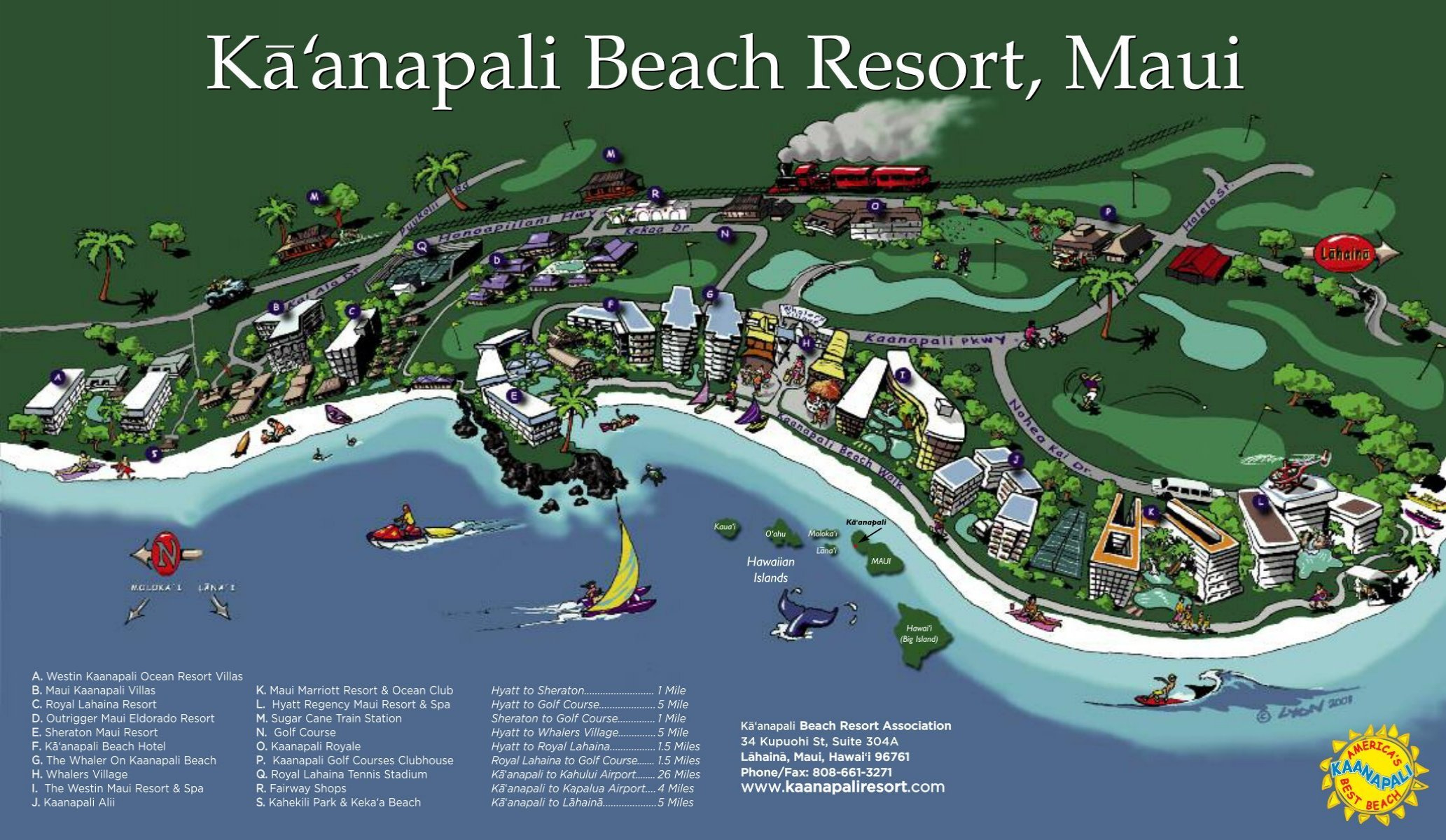 Map Roll Fold - Ka&amp;#039;Anapali Beach Resort Association inside Maui Hotel Map Kaanapali Beach