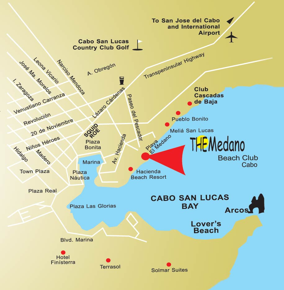 Map - The Medano Beach Club Cabo - Cabo San Lucas, Mexico for Map Of Cabo San Lucas Beaches
