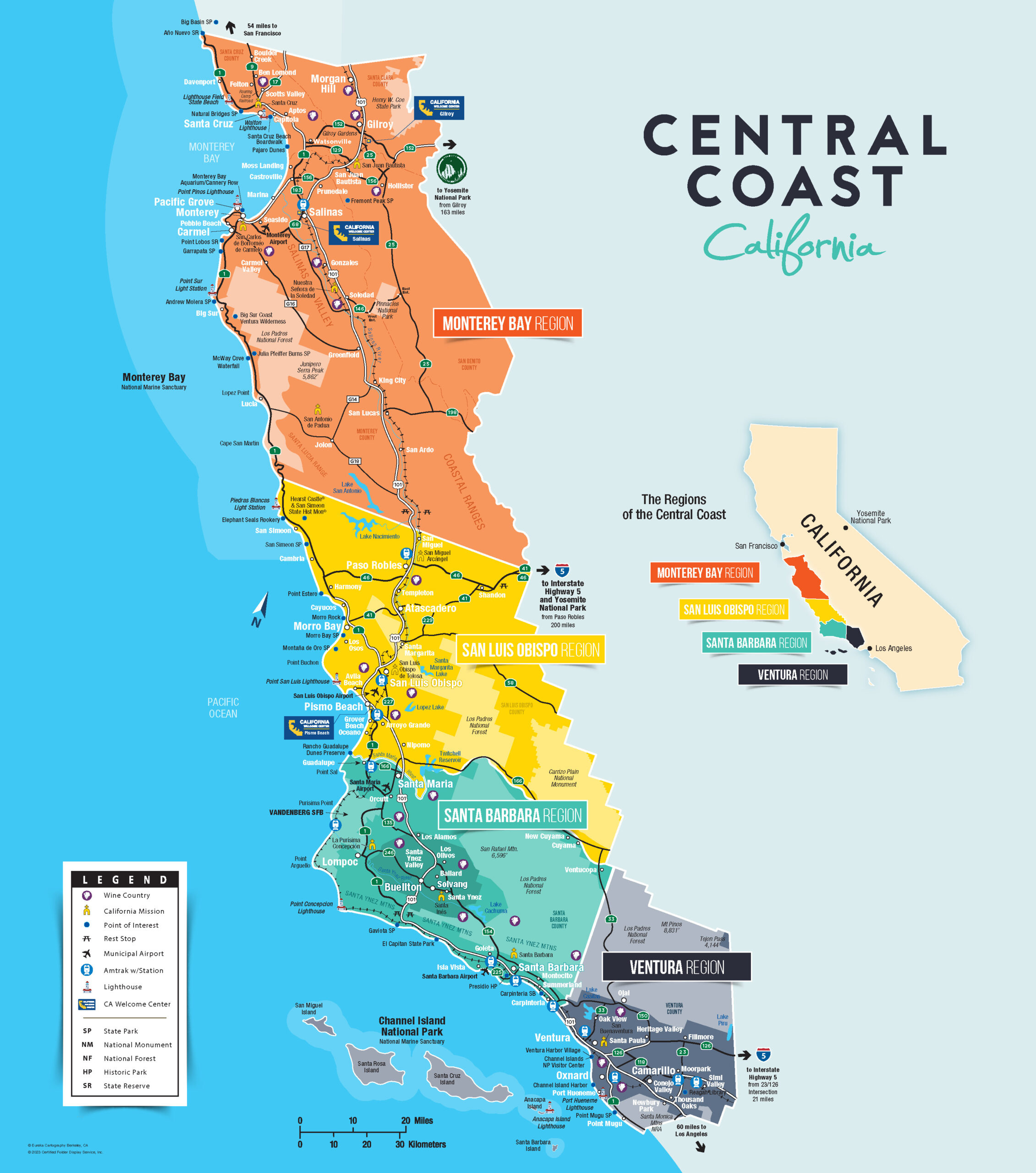 Maps - California Central Coast with regard to Map Of California Coastline Beaches
