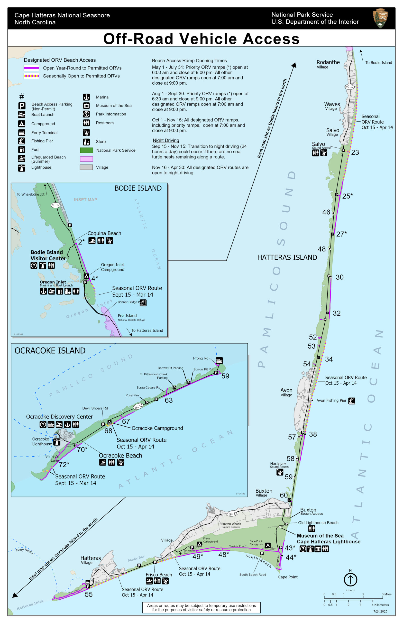 Maps - Cape Hatteras National Seashore (U.s. National Park Service) throughout Map Outer Banks Nc Beaches