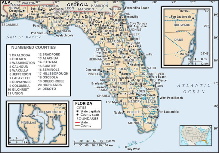 County Map of Florida Gulf Coast