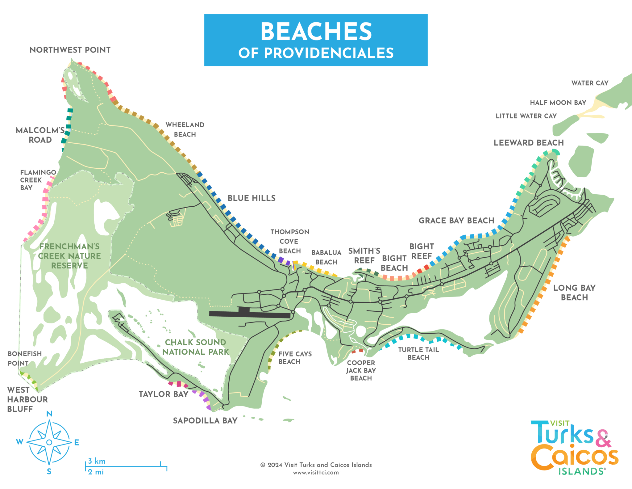 Maps Of Providenciales | Visit Turks And Caicos Islands intended for Turks and Caicos Beach Map