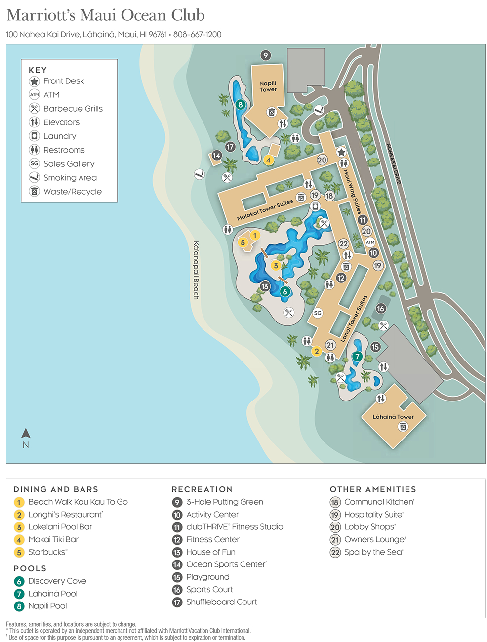 Marriott'S Maui Ocean Club – Molokai, Maui, And Lanai Towers inside Marriott Wailea Beach Resort Map
