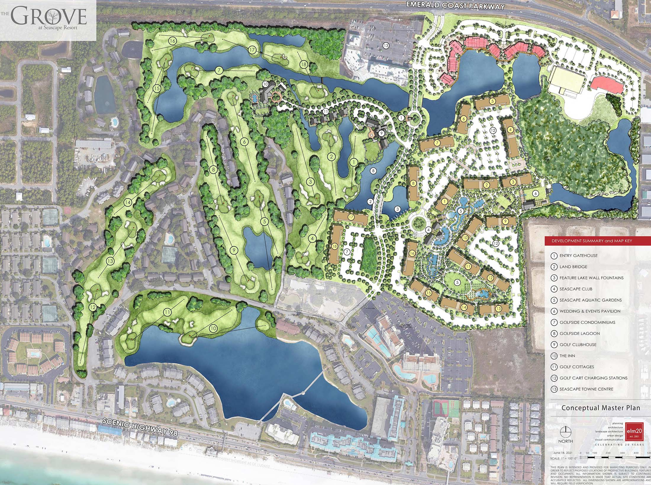 Master Land Plan with Seascape Resort Miramar Beach Map