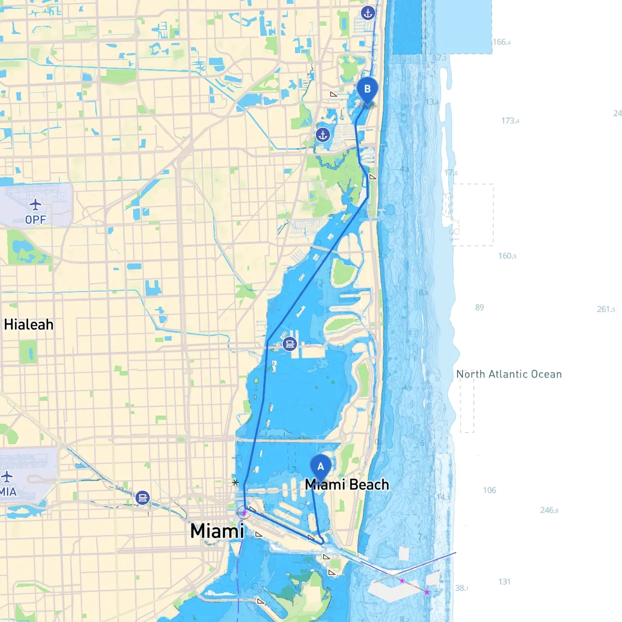 Miami Beach To Hallandale Beachboat - Savvy Navvy Smart Routing regarding Map Of Hallandale Beach Florida