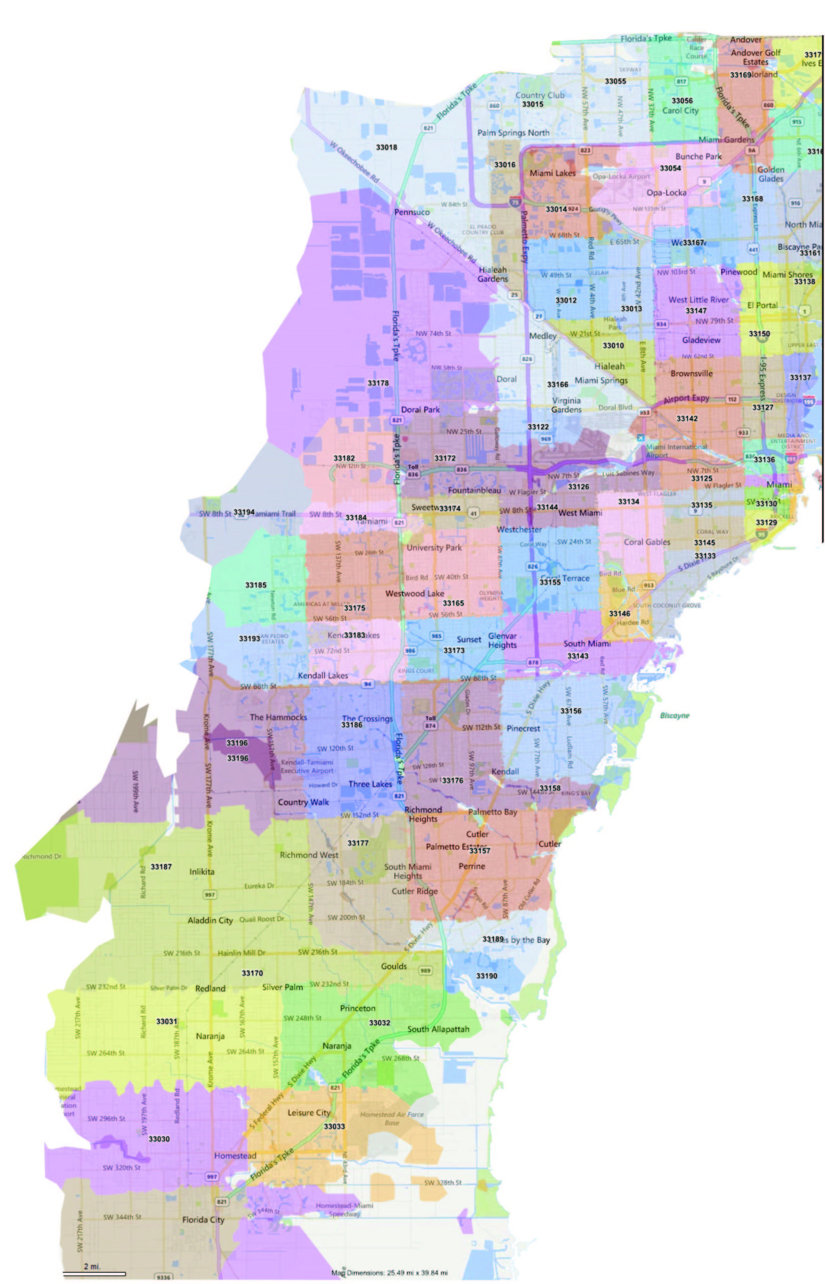 Miami Dade County Zip Code Map - Florida County Maps - Florida in Miami Beach Fl Zip Code Map