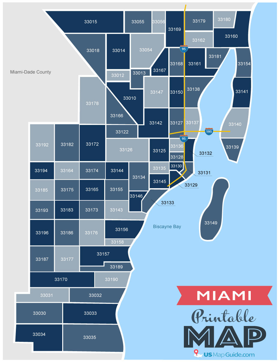 Miami, Fl Zip Code Map (56 Zip Codes) – Us Map Guide intended for Miami Beach Zip Code Map