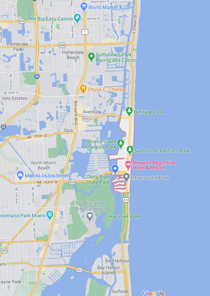 Map of Sunny Isles Beach Florida