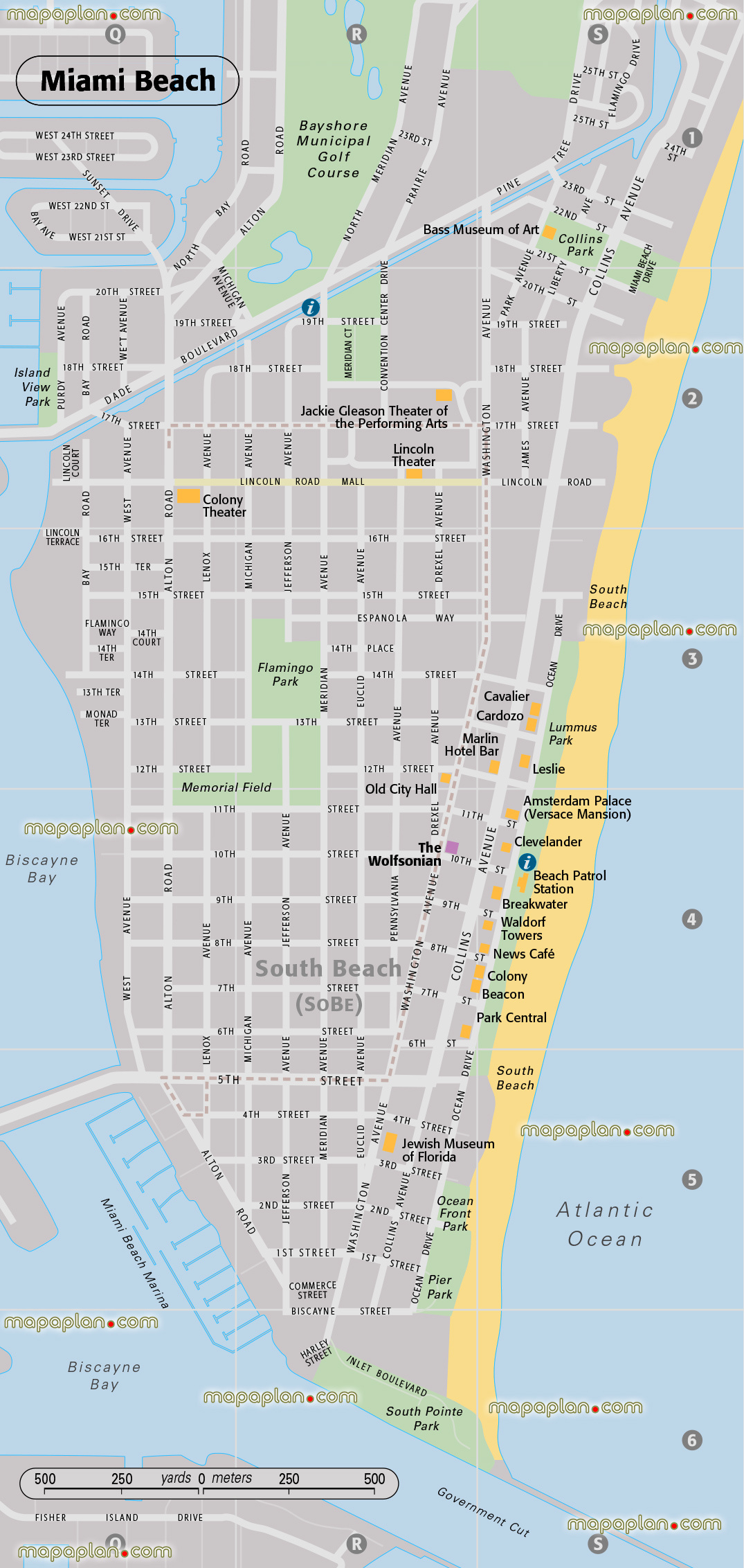 Miami Top Tourist Attractions Map - Miami Map Showing Sobe South within South Miami Beach Hotels Map