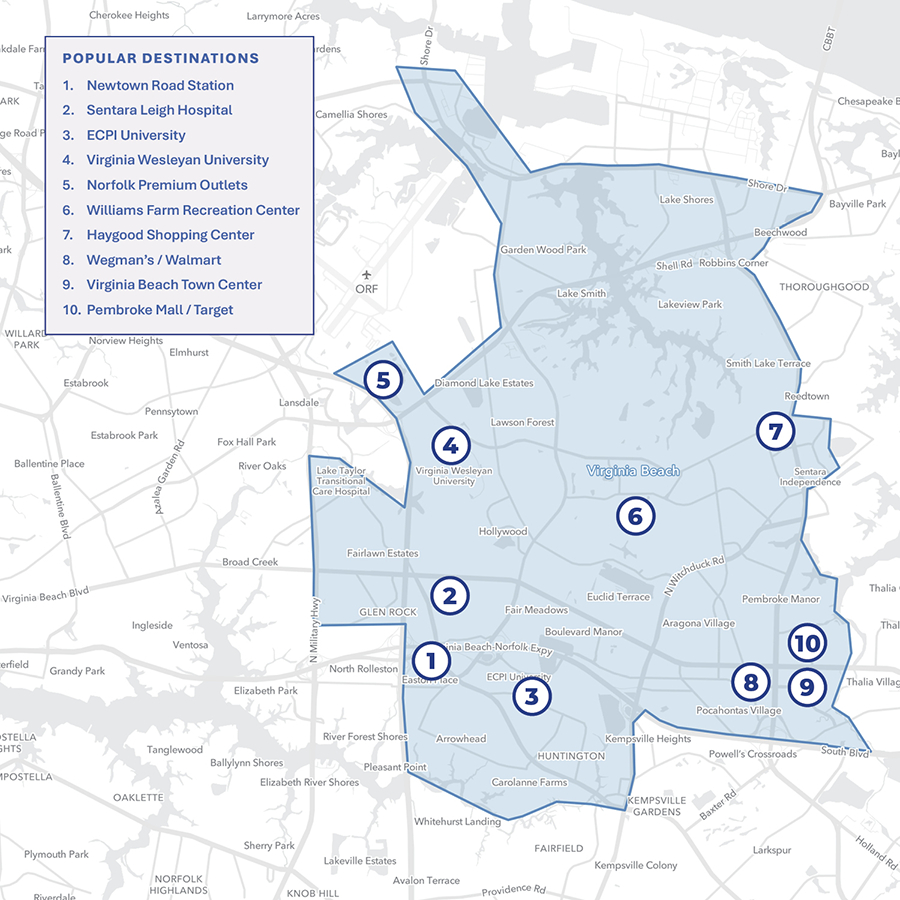 Microtransit – Hampton Roads Transit for Virginia Beach School District Map