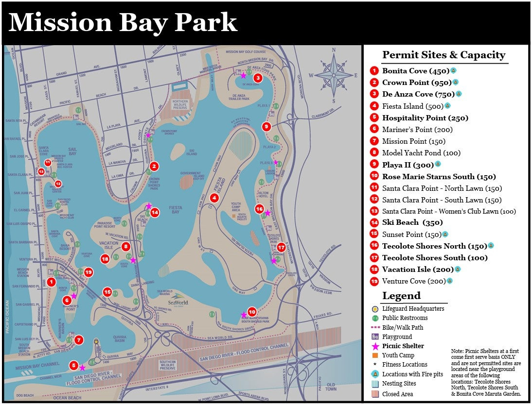Mission Bay Park Facilities And Permit Sites Map | City Of San throughout Mission Beach Map San Diego