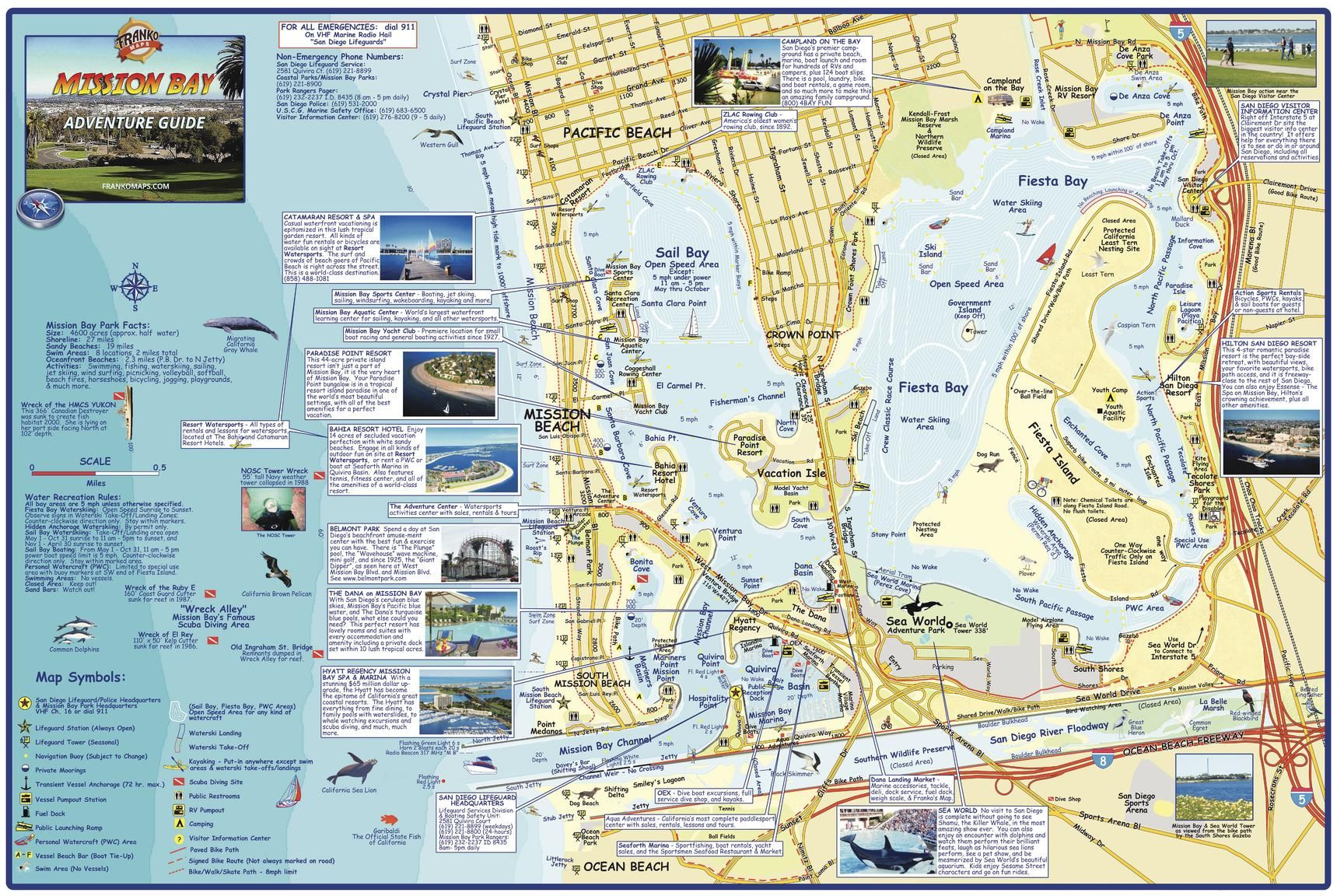 Mission Bay, San Diego, California Wall Map | Stanfords for Map of Mission Beach San Diego Ca