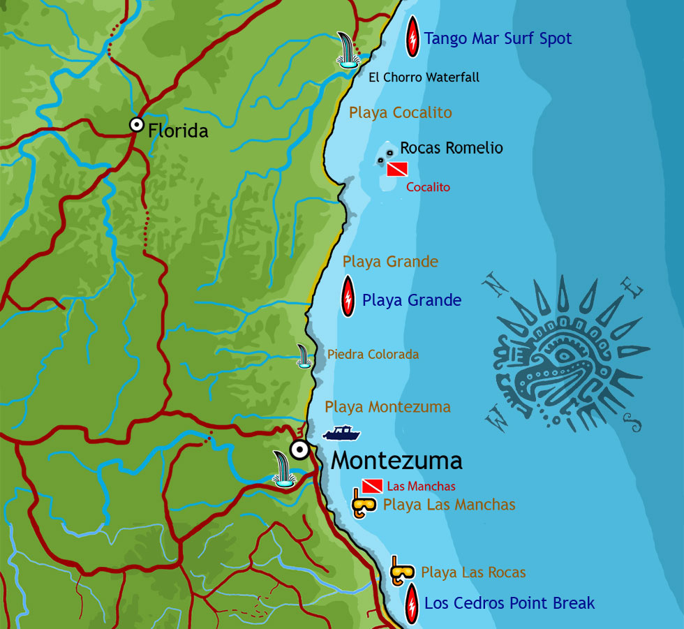 Montezuma Coast Map - Montezuma Costa Rica within Montezuma Beach Costa Rica Map