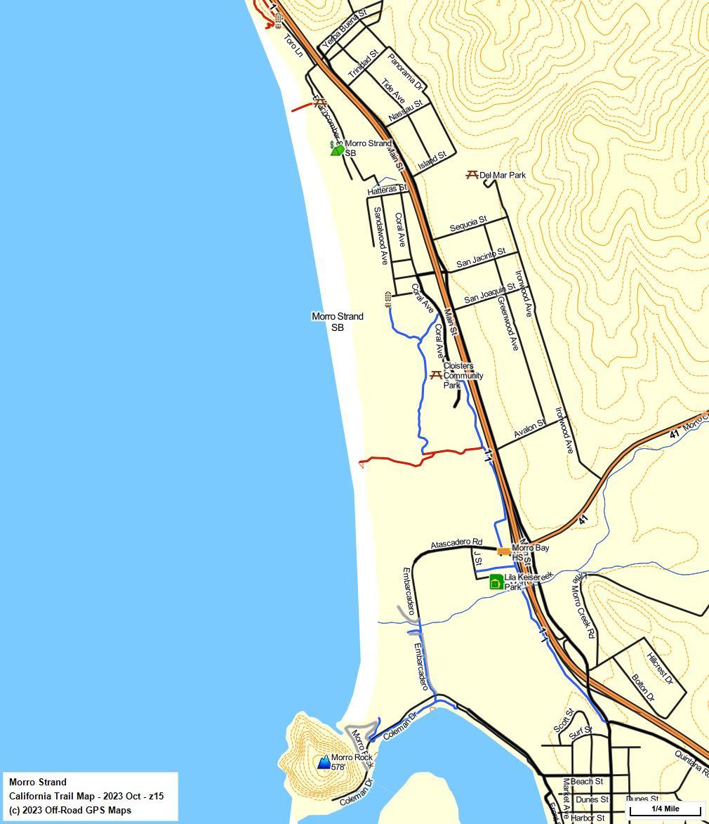 Morro Strand Sb - California Trail Map pertaining to Morro Strand State Beach Campground Map
