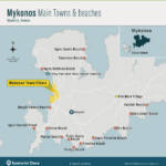 Mykonos Maps   Hotels, Towns, Beaches, Attractions, Bus, Ferry Port In Map Of Beaches In Mykonos