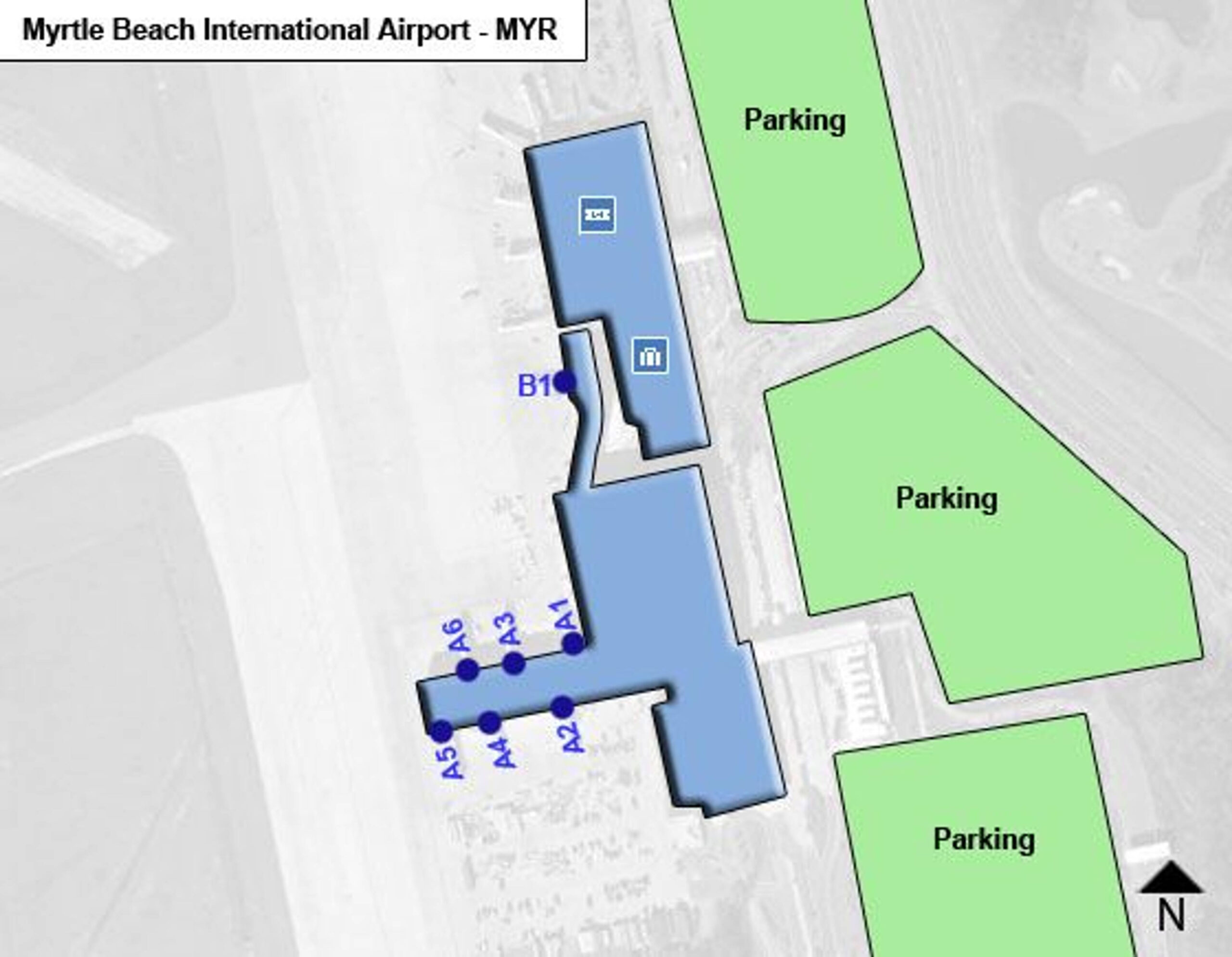 Myrtle Beach Airport Map: Guide To Myr&amp;#039;S Terminals within Myrtle Beach Airport Departures Today Map