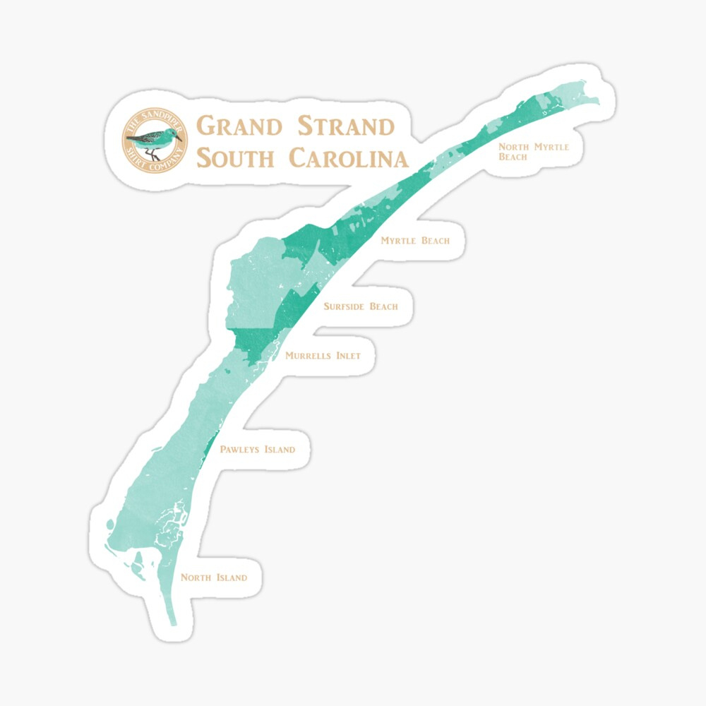 Myrtle Beach Grand Strand South Carolina Map Magnet inside Map of Grand Strand Myrtle Beach