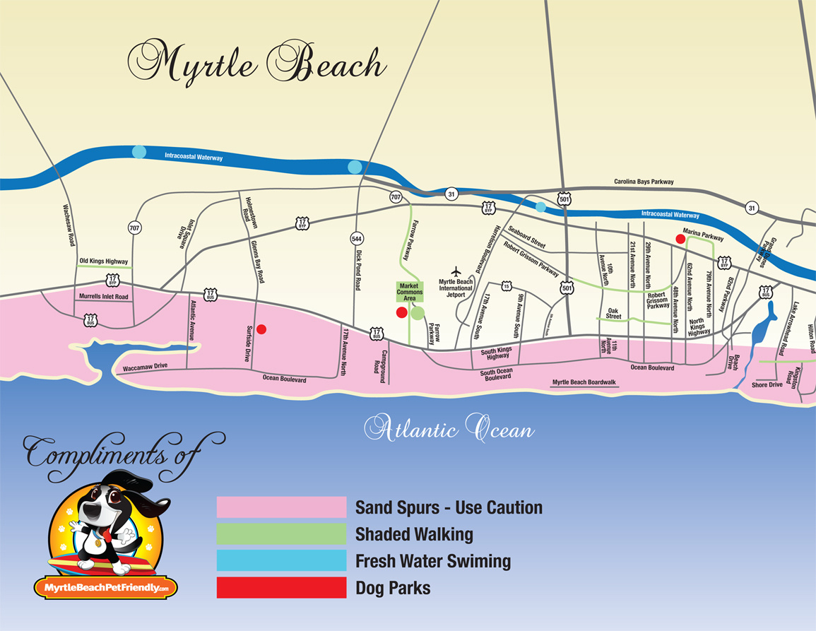 Myrtle Beach Pet Friendly Maps pertaining to Map Of Hotels On Myrtle Beach