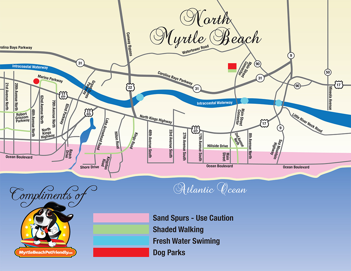 Myrtle Beach Pet Friendly Maps regarding Map Of North Myrtle Beach Hotels