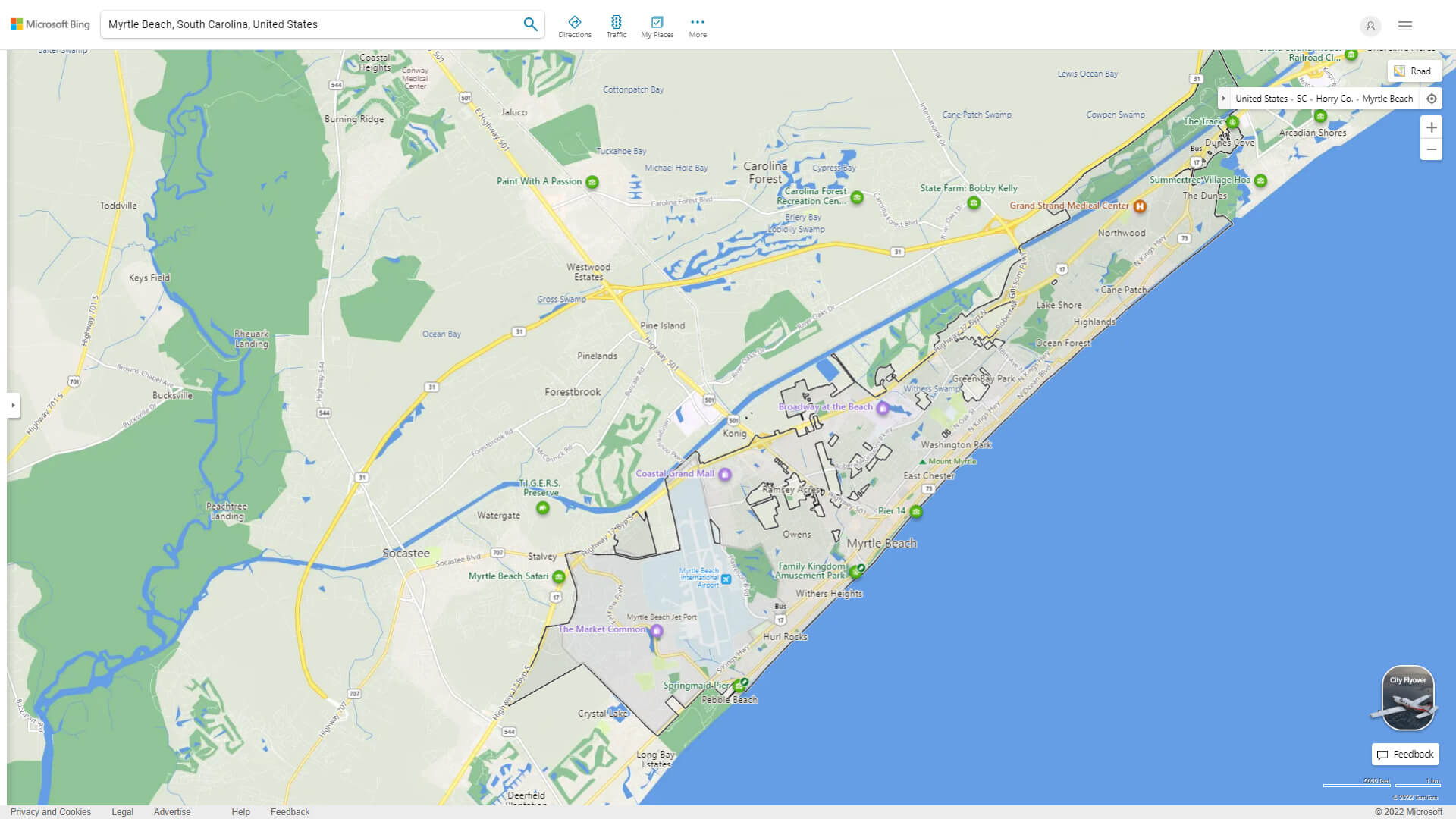 Myrtle Beach, South Carolina Map regarding Map of Myrtle Beach Sc City Limits