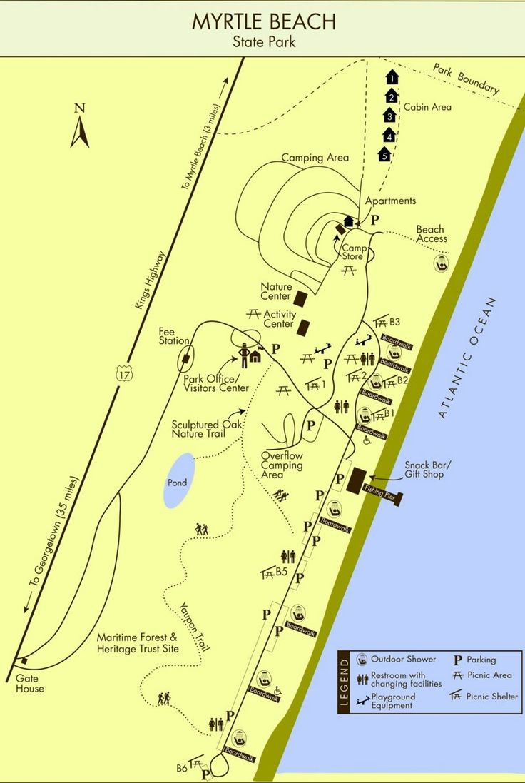 Myrtle Beach State Park Map regarding Map of Myrtle Beach State Park