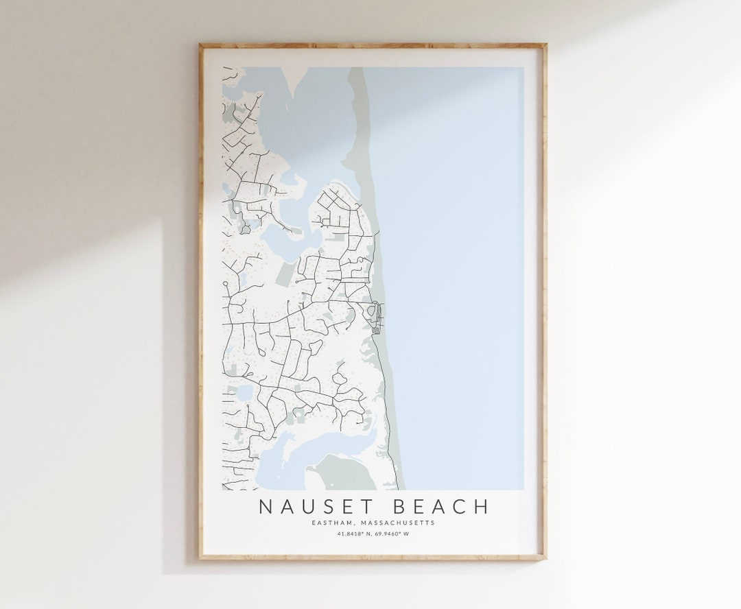 Nauset Beach Map Print, Cape Cod Map Print, Eastham Massachusetts Map Print, Map Of Nauset Beach, Nauset Beach Massachusetts Map - Etsy throughout Nauset Beach Cape Cod Map