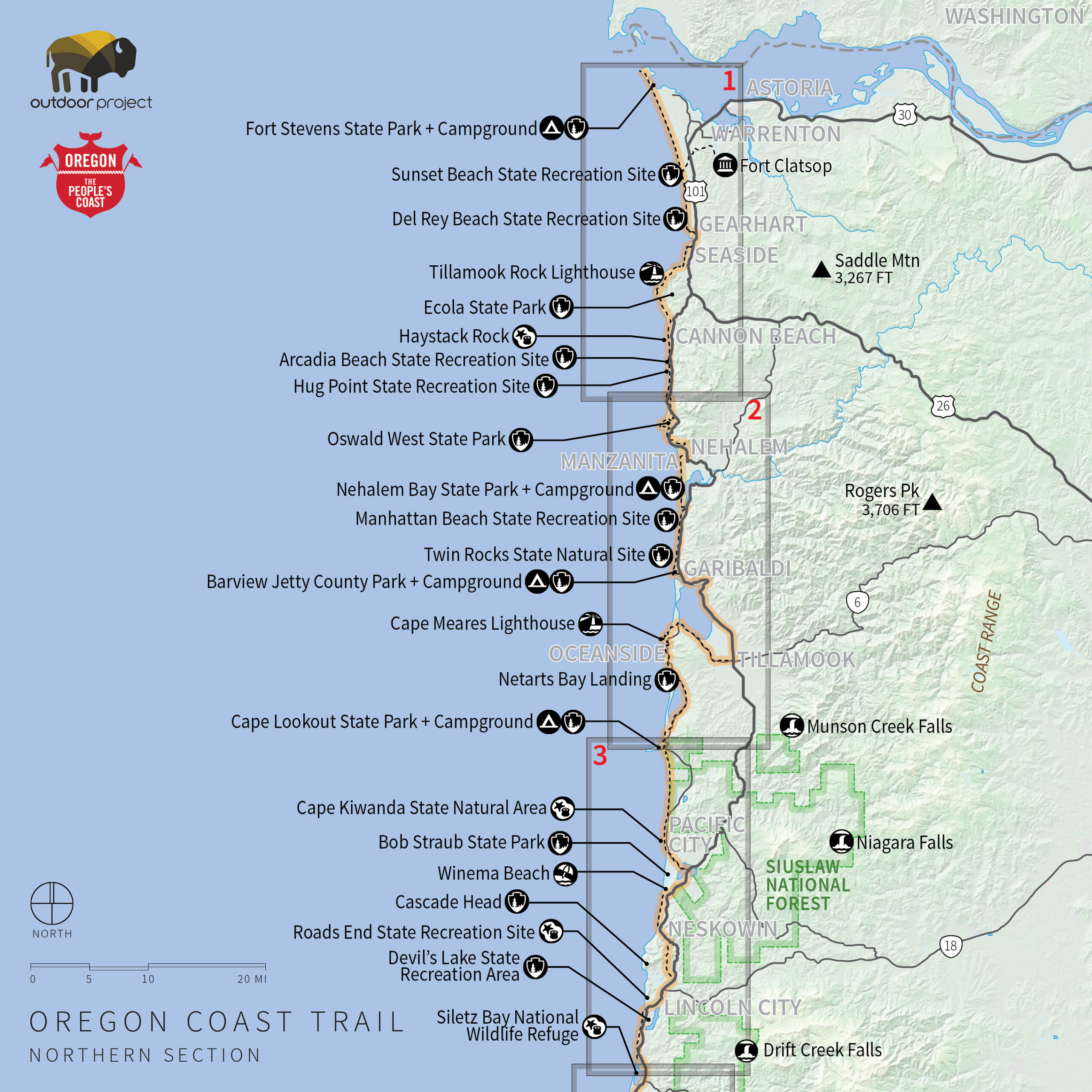 Navigating The Oregon Coast Trail - Oregon Coast Visitors Association intended for Map of Oregon Coast Beaches