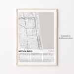 Neptune Beach City Map Print, Florida Travel Poster, Wall Art Pertaining To Map Of Neptune Beach Fl