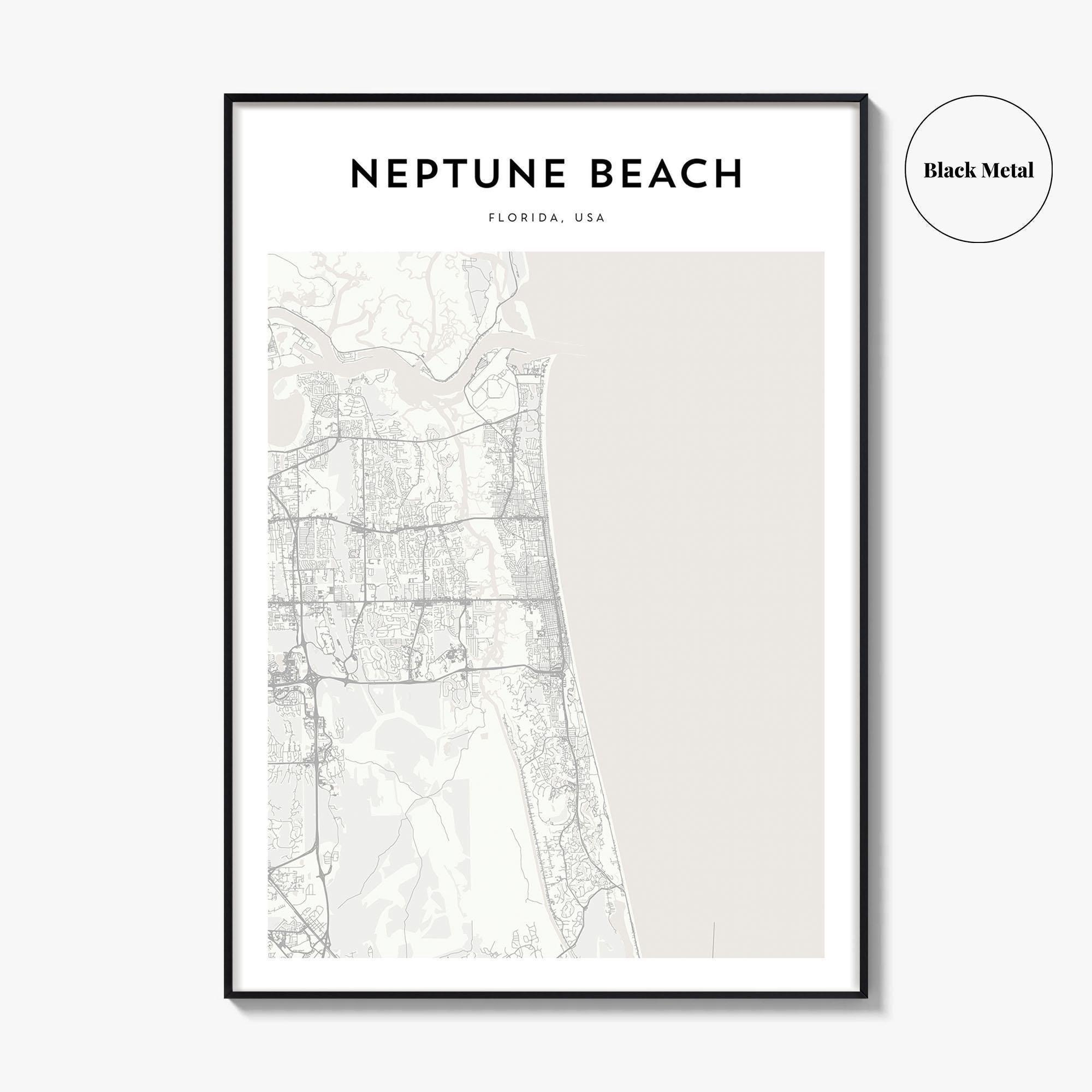 Neptune Beach Map Poster, Neptune Beach Map Print, Neptune Beach regarding Map of Neptune Beach Fl