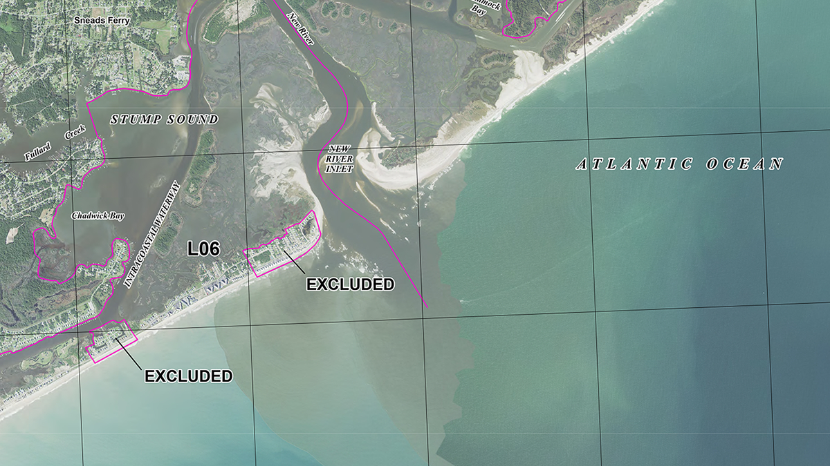 New Chafee Map Removes 2.5 Acres In North Topsail Beach | Coastal within Map of North Topsail Beach Nc