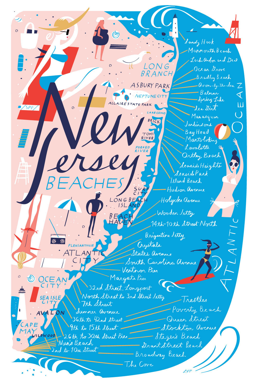 New Jersey Beach Map :: Behance intended for Beaches in New Jersey Map