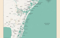 New Jersey Coast Map South – Nj Shore Print – Coast Beach Map with regard to Map of South New Jersey Beaches