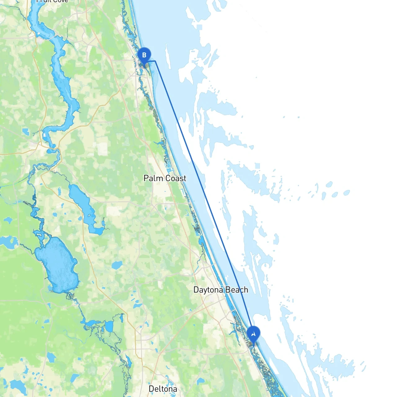 New Smyrna Beach To St Augustineboat - Savvy Navvy Smart Routing in New Smyrna Beach Florida On Map