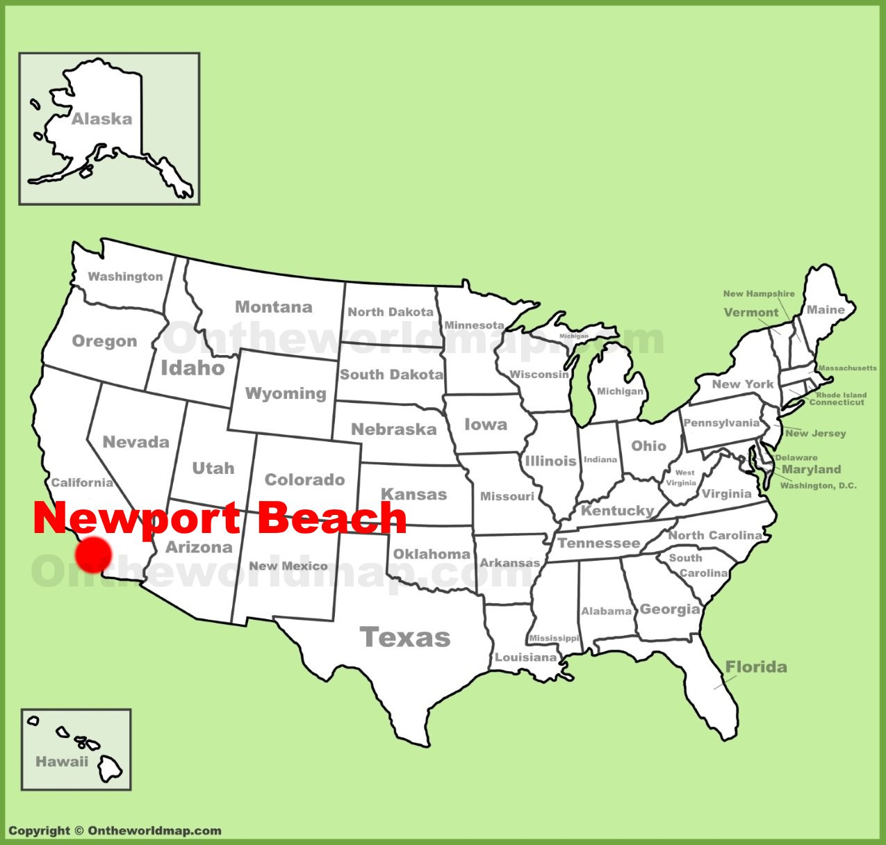 Newport Beach Location On The U.s. Map - Ontheworldmap throughout Newport Beach California On Map