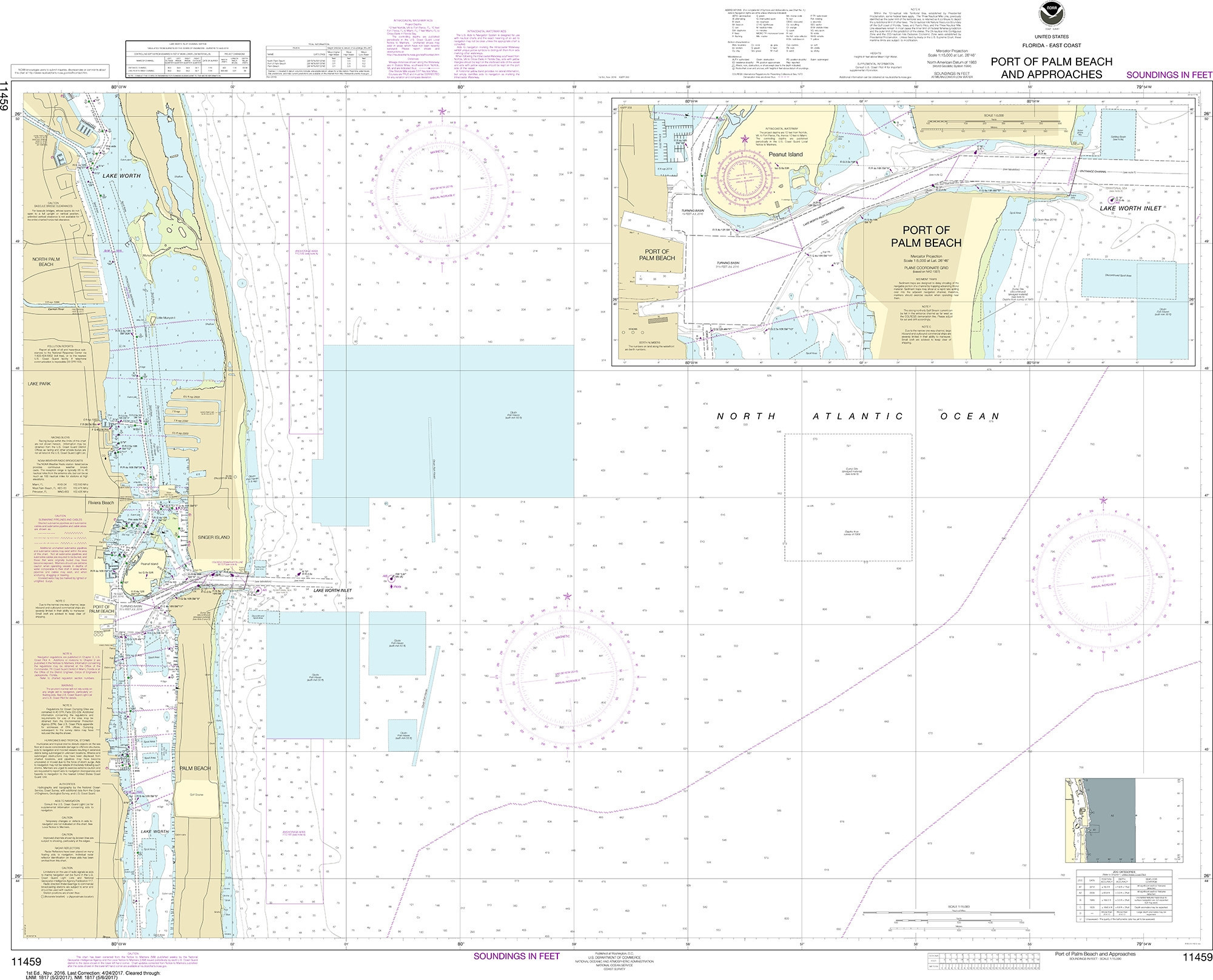 Noaa Nautical Chart - 11459 Port Of Palm Beach And Approaches throughout Port Of Palm Beach On Map