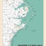 North Carolina Coast Map   State   Nc Coast Print   Coast Beach Pertaining To Map Of Nc Coast Beaches