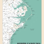 North Carolina Coast Map   State   Nc Coast Print   Coast Beach Within Map Of Nc Beaches North Carolina