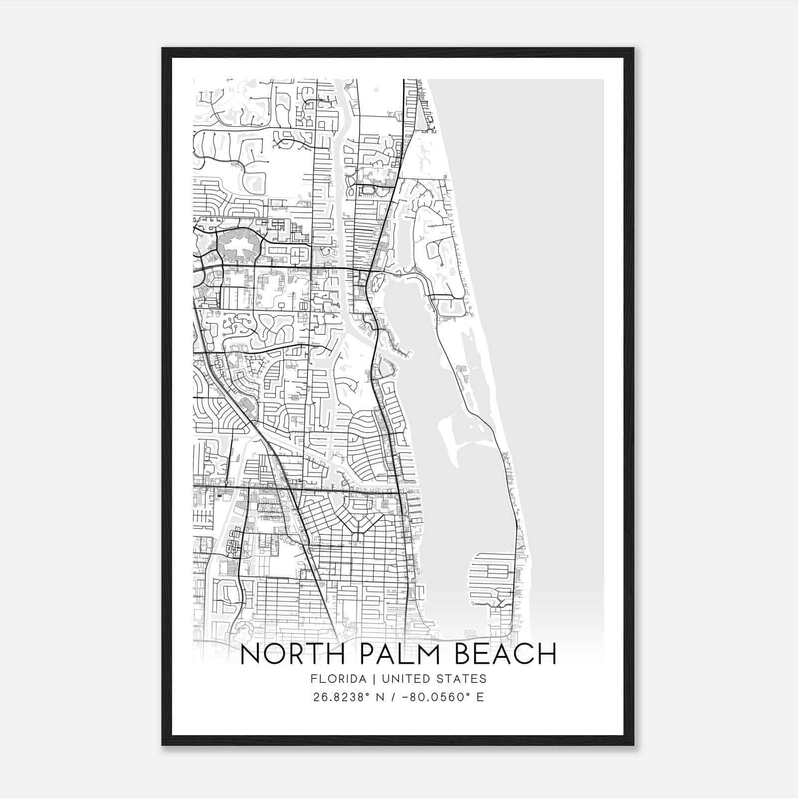 North Palm Beach Florida Map Poster, Modern Home Decor Wall Art Print - Custom Maps &amp;amp; Posters for North Palm Beach Florida Map