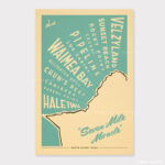North Shore Oahu Surf Map   12X18 Retro Hawaii Travel Print   Etsy For North Shore Oahu Map Beaches