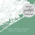 North Topsail Island North Carolina Map Immediate Digital Download Throughout Map Of Topsail Beach Nc
