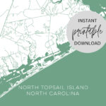 North Topsail Island North Carolina Map Immediate Digital Download With North Topsail Beach Nc Map
