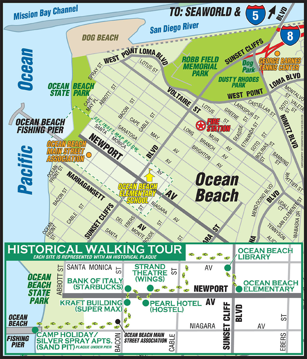 Ob Self-Guided Historic Walk | Ocean Beach San Diego Ca in San Diego Ocean Beach Map