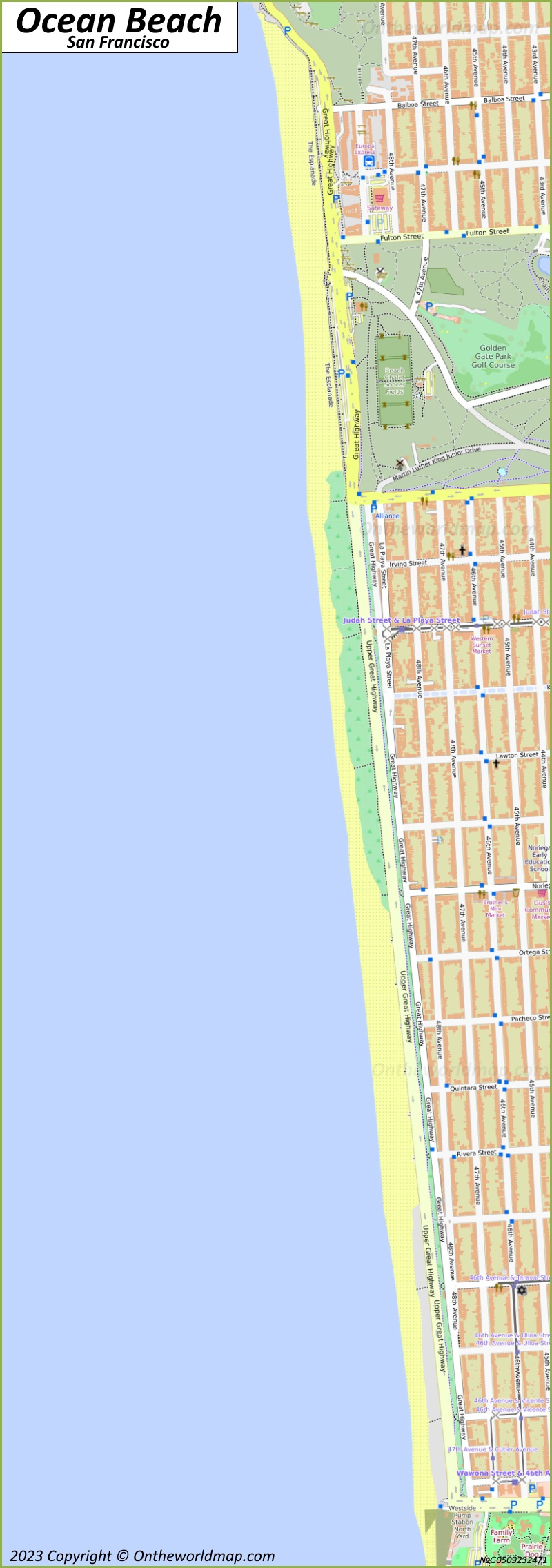Ocean Beach Map | San Francisco - Ontheworldmap inside Map Of Ocean Beach California