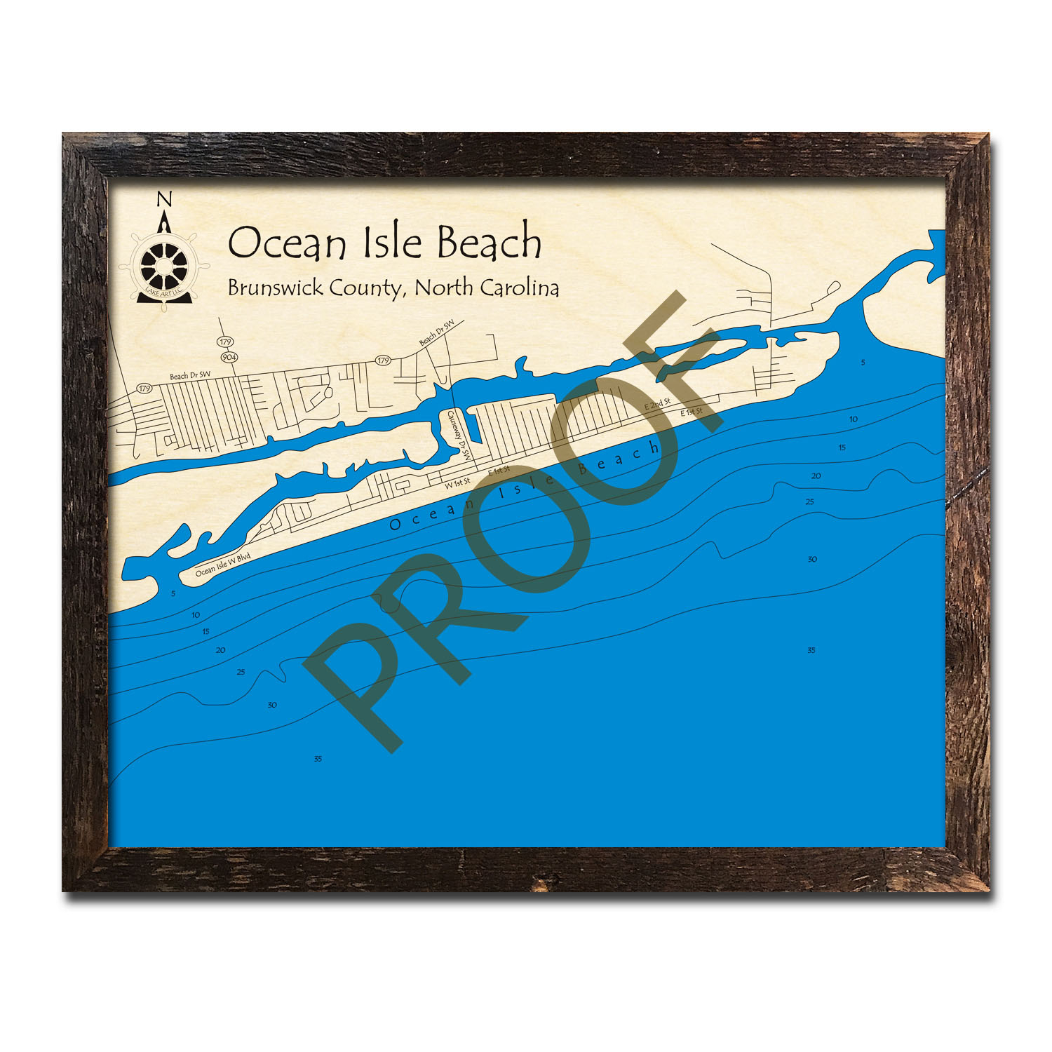 Ocean Isle Beach, Nc Nautical Wood Maps intended for Ocean Island Beach Nc Map