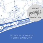 Ocean Isle Beach North Carolina Map Immediate Digital Download In Map Of Ocean Isle Beach Nc