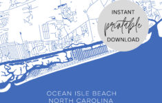 Ocean Isle Beach North Carolina Map Immediate Digital Download in Map of Ocean Isle Beach Nc