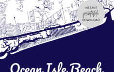 Ocean Isle Beach North Carolina Map Immediate Digital Download regarding Ocean Isle Beach On Map